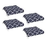 Outsunny Set Of 4 Outdoor Seat Cushions Water Repellent Seat Pads With Ties In Blue Blue