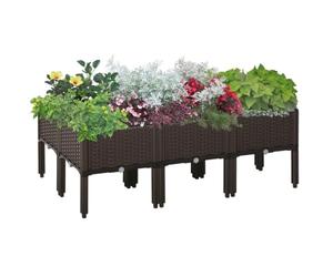 Outsunny Set of 6 26L Garden Raised Bed, PP Elevated Planter Box, Brown | for Patio, Flower, Vegetables, Planting Container