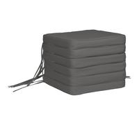 Outsunny Set of 6 Chair Cushion Seat Pads Dining Chair w/ Straps Outdoor Black - Grey - Polyester, Cotton Fiberfill - 42L x 42W x 5Tcm