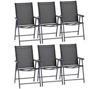 Outsunny Set of 6 Folding Garden Chairs, Metal Frame Garden Chairs Outdoor Patio Park Dining Seat with Breathable Mesh Seat, Black Aosom UK