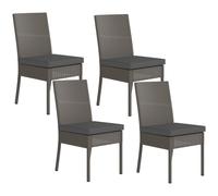 Outsunny Set of Four Armless Rattan Garden Chairs - Dark Grey