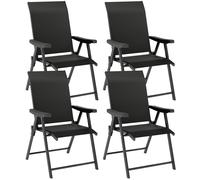 Outsunny Set of Four Folding Outdoor Chairs - Black