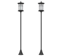 Outsunny Set of Two 1.8m Traditional Style Solar Lamp Posts - Black