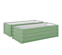 Outsunny Set of Two 110 x 50cm Steel Planter Boxes - Light Green
