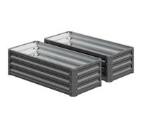 Outsunny Set of Two 110 x 50cm Steel Planter Boxes - Light Grey