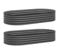 Outsunny Set of Two 181 x 93cm Steel Planters - Dark Grey