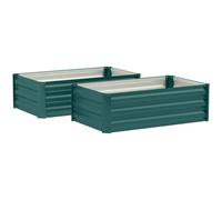 Outsunny Set of Two 60 x 100cm Galvanised Steel Planters, Green