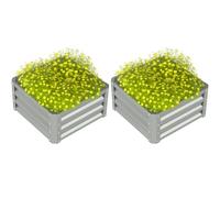 Outsunny Set of Two 60 x 60cm Steel Planter Boxes - Light Grey