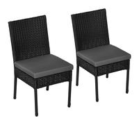 Outsunny Set of Two Armless Rattan Garden Chairs, Stylish and Durable Patio Seating, Elegant Design, Black Aosom UK