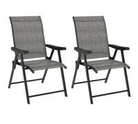 Outsunny Set of Two Folding Outdoor Chairs - Black/Grey
