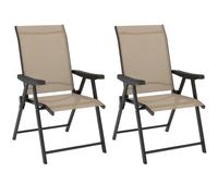 Outsunny Set of Two Folding Outdoor Chairs - Brown/Black