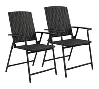 Outsunny Set of Two Folding Rattan Seat Chairs - Black
