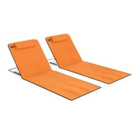 Outsunny Set of Two Metal Frame Beach Chairs, with Reclining Backs - Orange
