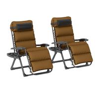 Outsunny Set of Two Reclining Sun Loungers, with Cushion - Brown
