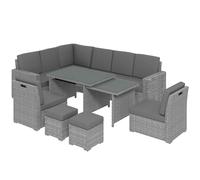 Outsunny Seven-Piece Rattan Garden Sofa Set, with Expanding Table - Light Grey