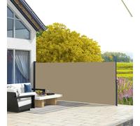 Outsunny Side Awning Retractable, Privacy Screen, 400x160cm, Khaki - 400L x 4W x 160Hcm