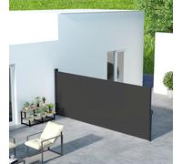 Outsunny Side Awning Retractable, Privacy Screen, 400x180cm, Black - 400L x 4W x 180Hcm