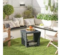 Outsunny Side Table 2-Tier with Storage Shelf/Grey