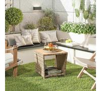 Outsunny Side Table 2-Tier With Storage Shelf/khaki