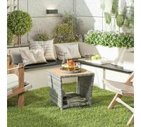 Outsunny Side Table 2-Tier with Storage Shelf/Light Grey - 1 - 45 x 45 x 43 cm - 45.0