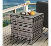 Outsunny Side Table Furniture Tempered Glass Garden Patio Wicker Mixed Grey | TJ Hughes