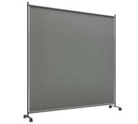Outsunny Single-Panel Room Divider 6FT Portable Privacy Screen, Dark Grey | Lockable Wheels, Freestanding Partition Separator, Office Living Bedroom Dining Room