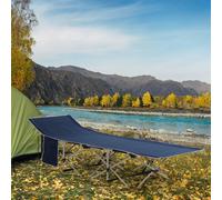 Outsunny Oxford Cloth Folding Single Camping Bed Lounger Blue | TJ Hughes