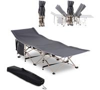 Single Person Folding Camping Cot Portable Camp Sleeping Bed w/ Carry Bag Outsunny Grey One Size