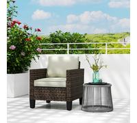 Outsunny Single Rattan Chair, Garden Armchair w/ Cushions - Brown - Galvanised Steel, PE Rattan - 72W x 74D x 75H cm