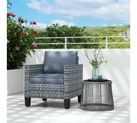 OUTSUNNY Single Rattan Chair, Garden Armchair with Cushions, Light Grey Outsunny Light Grey