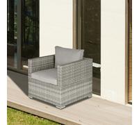 OUTSUNNY Garden Outdoor Rattan Corner Sofa, Single Sofa, Coffee Table in Grey Outsunny Grey