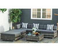 Outsunny Six-Piece Rattan-Effect Outdoor Furniture Set:Grey