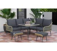 Outsunny Six-Piece Rattan-Effect Outdoor Sofa Set