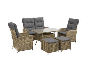 Outsunny Six-Piece Rattan Garden Set, with Reclining Chairs - Grey