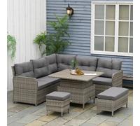 Outsunny 6 PCs Rattan Garden Furniture Sectional Conversation Corner Sofa