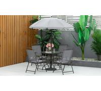Outsunny Six Pieces Garden Dining Set with Umbrella