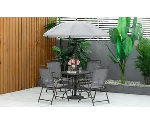Outsunny Six Pieces Garden Dining Set with Umbrella