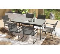 Outsunny Six Seater Garden Dining Set : Grey Table Grey Cushions