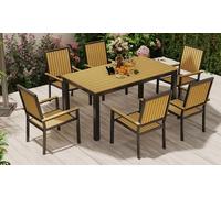 Outsunny Six-Seater Garden Dining Set with Stackable Chairs