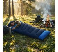 Outsunny Sleeping Bag for Adults, Lightweight & Compact Sleeping Bag, 3 Seasons Adult Blanket, Small Packed Size, Soft, Thick and Warm, for Outdoor Camping, Navy Blue