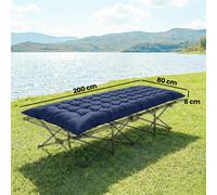Outsunny Sleeping Mat, Foldable Camping Mattress Pad with Four Corner Elastic Straps, Camping Mat for Cot, Tent, Travel, 200 x 80 cm, Dark Blue