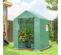 Outsunny Small Greenhouse Outdoor Greenhouse With Roll Up Door, Green