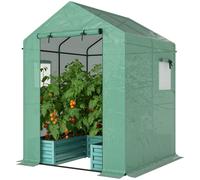 Outsunny Small Greenhouse Outdoor Greenhouse With Roll Up Door, Green Green