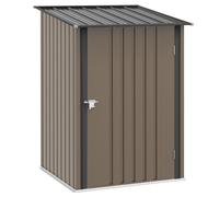 Outsunny Small Metal Garden Shed 3.3 x 3.4 Lean To Steel Garden Shed with Sloped Roofand Locking Door, Brown Aosom UK