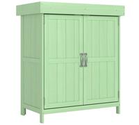 Outsunny Small Shed, Wooden Garden Shed with Openable Hinged Roof and Removable Shelf, 74 x 43 x 88 cm, Light Green