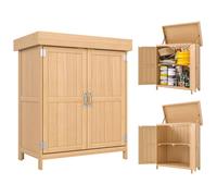 Outsunny 2' 5'' x 1' 4'' Wooden Double Door Storage Cabinet - Natural Wood, Cream