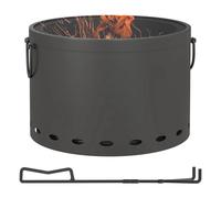 Outsunny Smokeless Fire Pit, 38cm Portable Wood Burning Firepit with Spark Screen and Poker, Low Smoke Camping Bonfire Stove for Garden Patio Picnic, Dark Grey Dark Grey
