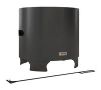 Outsunny Fire Pit, Round Metal Bonfire Stove With Poker, Black Black