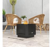 Outsunny Smokeless Fire Pit, Square Metal Bonfire Stove, Black Black