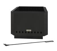 Outsunny Smokeless Portable Fire Pit, Square Metal Bonfire Stove, Black Black